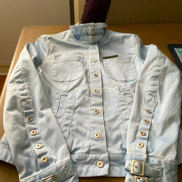 PARASUCO Baby Blue faux leather Jacket M $120 - Picture 8 of 10